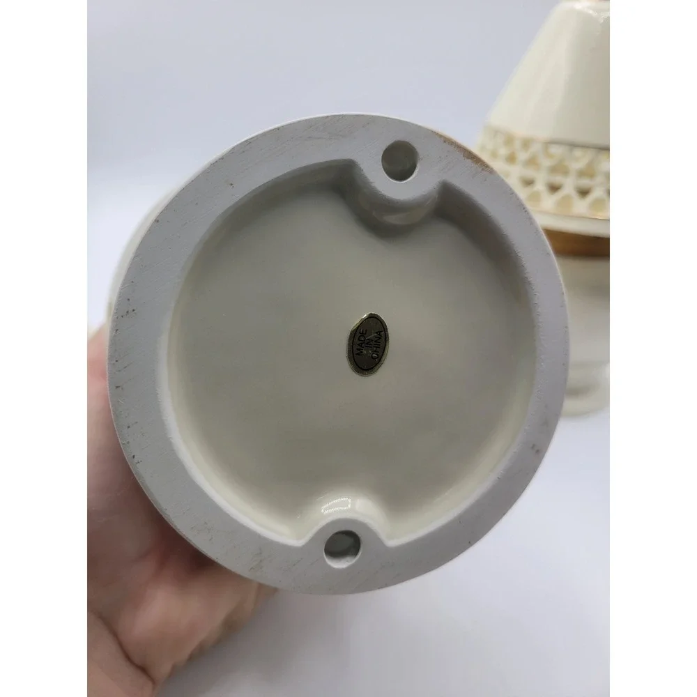 Lamp Lighr Aroma Glow Oil Lamp  Cream Ceramic Mini Lamp Votive  Set 2